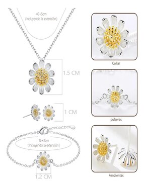 Aretes, collar y pulsera de flor Belug