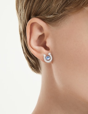 Aretes cortos de herradura Swarovski con acabado brillante