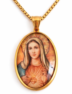 Collar con dije de virgen Ana Maria Mexico Joyería con alma 14 k