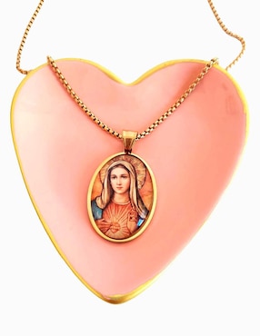 Collar con dije de virgen Ana Maria Mexico Joyería con alma 14 k