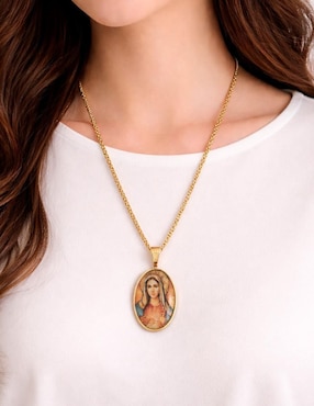 Collar con dije de virgen Ana Maria Mexico Joyería con alma 14 k