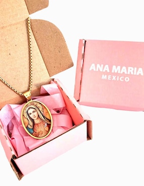 Collar con dije de virgen Ana Maria Mexico Joyería con alma 14 k