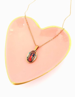 Collar con dije Virgen de Guadalupe Ana Maria Mexico chapa de oro 14 K