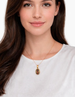 Collar con dije Virgen de Guadalupe Ana Maria Mexico chapa de oro 14 K