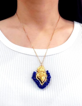 Collar con dije Sagrado Corazón Ana Maria Mexico con acabado chapa de oro 14 K