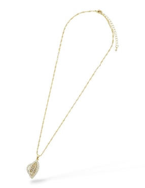 Aretes y collar de hoja OG de oro laminado 18 K zirconia