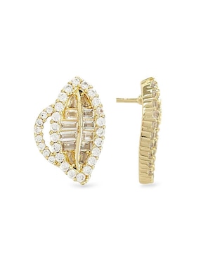 Aretes y collar de hoja OG de oro laminado 18 K zirconia