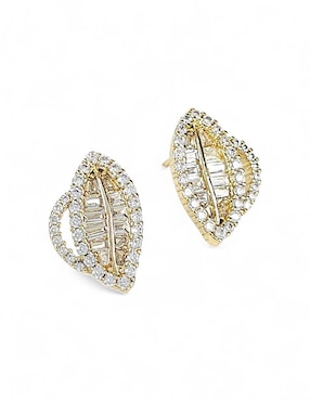 Aretes y collar de hoja OG de oro laminado 18 K zirconia
