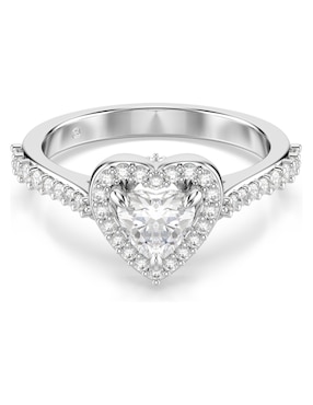 Anillo de corazón Swarovski de rodio brillante