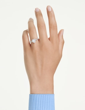 Anillo de corazón Swarovski de rodio brillante