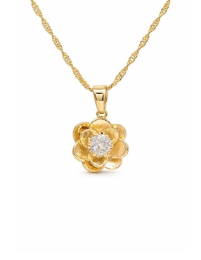 Aretes y collar de flor Oro Angelus zirconia