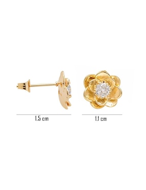 Aretes y collar de flor Oro Angelus zirconia