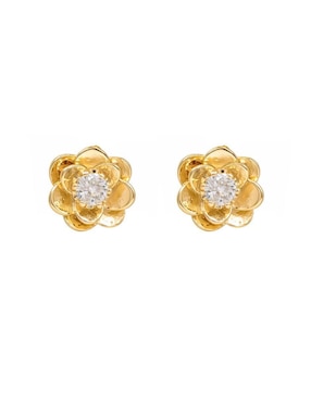 Aretes y collar de flor Oro Angelus zirconia