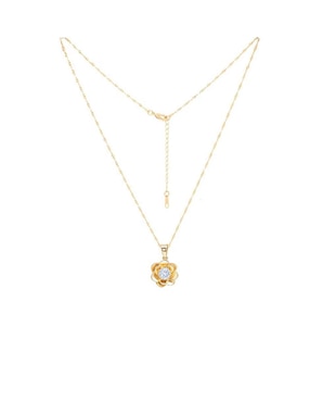 Aretes y collar de flor Oro Angelus zirconia