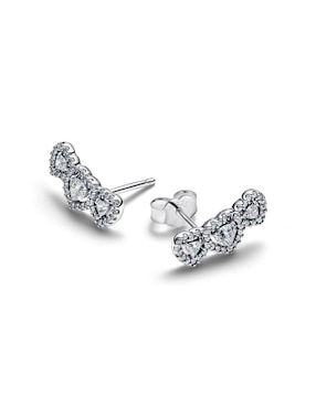 Aretes cortos de corazón Pandora Timeless de plata P 925 con acabado pavé zirconia cúbica