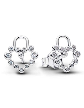 Aretes cortos de corazón Pandora Moments de plata P 925 con acabado brillante zirconia cúbica