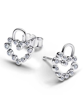 Aretes cortos de corazón Pandora Moments de plata P 925 con acabado brillante zirconia cúbica
