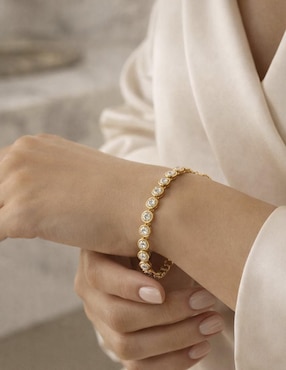 Pulsera Moon de oro laminado con zirconia 8 K