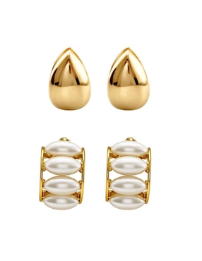 Set de aretes Mancini con acabado baño de oro 14 K