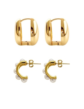 Set de aretes Mancini con acabado baño de oro 14 K