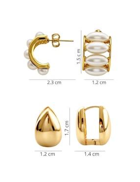 Set de aretes Mancini con acabado baño de oro 14 K