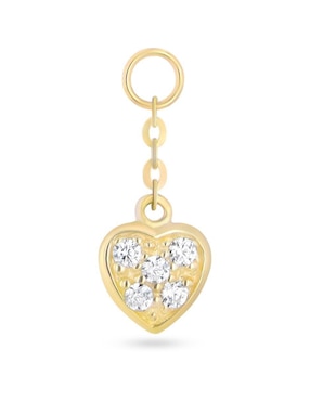 Charm de corazón Joyerias Bizzarro de oro amarillo 14 K zirconia