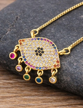 Collar con dije de ojo Yoiko Protección Turco 18 K