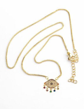 Collar con dije de ojo Yoiko Protección Turco 18 K