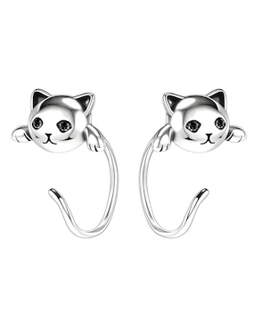 Aretes cortos de gato Xtellar de plata P 925
