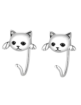 Aretes cortos de gato Xtellar de plata P 925