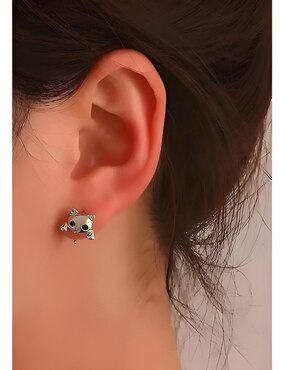 Aretes cortos de gato Xtellar de plata P 925