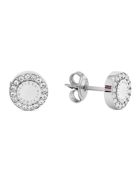 Broqueles Tommy Hilfiguer Mini Crystals con acabado plateado