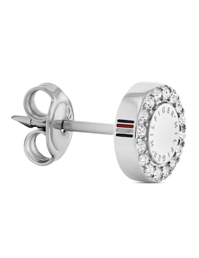 Broqueles Tommy Hilfiguer Mini Crystals con acabado plateado