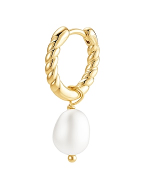 Aretes huggies de gota Carmela Mía 14 K con acabado baño de oro perla