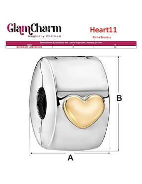 Charm de corazón Glamcharm San Valentín de plata p 925