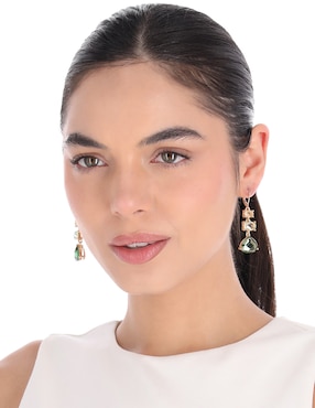 Aretes largos Anne Klein Tampa con acabado pavé