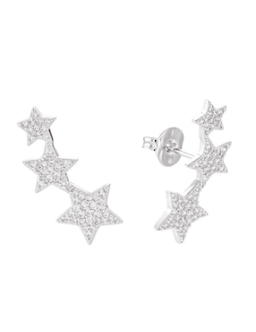 Aretes cortos de estrella Carmela Mía 14 K con acabado baño de oro zirconia