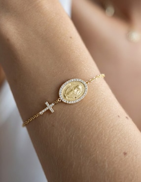 Pulsera Carmela Mía con zirconia 14 K acabado baño de oro