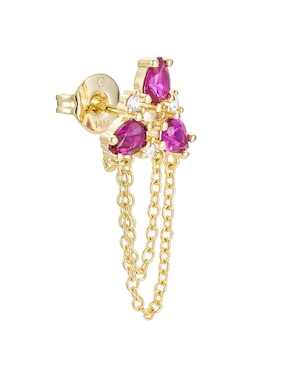 Aretes cortos Carmela Mía 14 K con acabado baño de oro zirconia