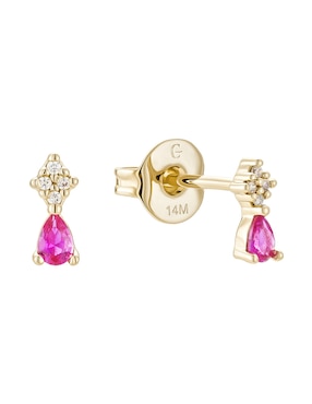 Piercing de gota Carmela Mía 14 K con acabado baño de oro zirconia