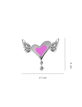 Aretes largos de corazón Enrique Garcia de plata P 925 con acabado esmaltado