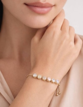 Pulsera Yoiko con zirconia 18 K Etérea acabado Baño de oro
