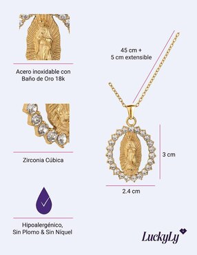 Collar de virgen luckyly Olia y Daya de baño de oro 18 k