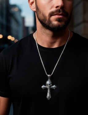 Collar con dije de cruz Nira Calaveras