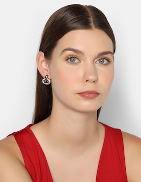 Aretes cortos ovalados Ocean Heart con acabado baño de oro 18 K cristal