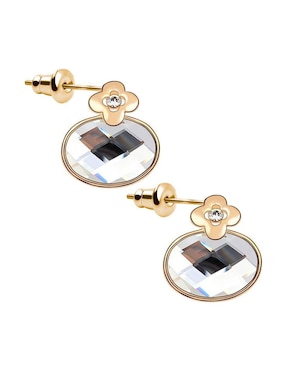 Aretes cortos ovalados Ocean Heart con acabado baño de oro 18 K cristal