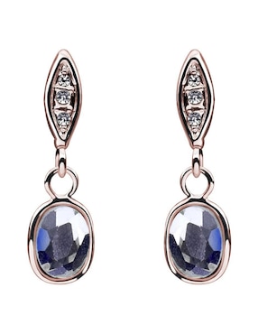 Arets de gota Ocean Heart Elegance con acabado baño de oro rosa cristal