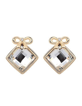 Aretes cortos de moño Ocean Heart 18 K con acabado baño de oro rosa cristal