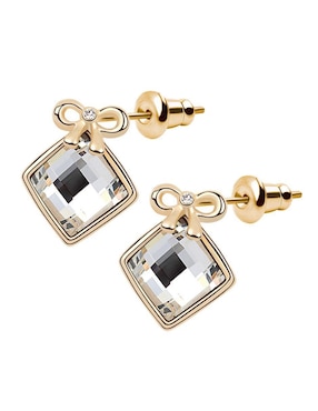 Aretes cortos de moño Ocean Heart 18 K con acabado baño de oro rosa cristal
