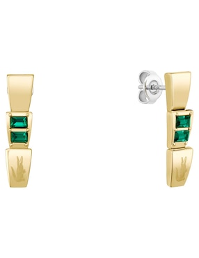 Aretes cortos rectangulares Lacoste Crocodelle con acabado brillante cristal